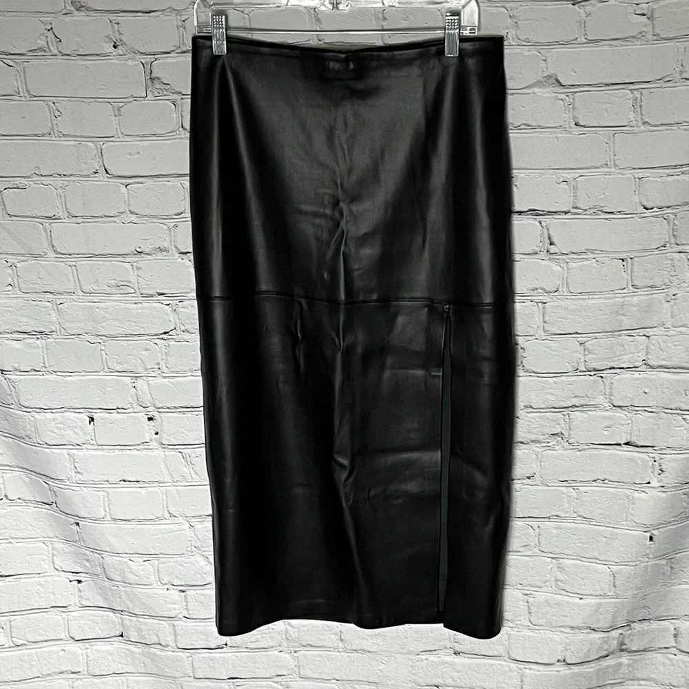 Z Supply Sleek Faux Leather Black Pencil Skirt - Picture 1 of 3